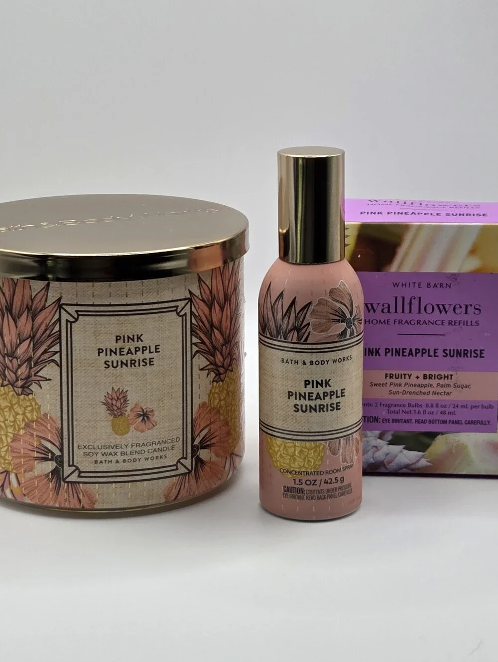 Bath & Body Works Pink Pineapple Sunrise Bundle 3PC New!♡♡